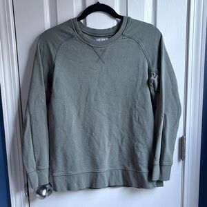 Pact Women's Small Organic Cotton Crewneck French Terry Sweater Sage Green